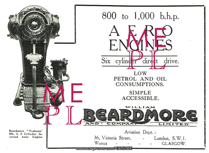 : Beardmore 800 To 1, 000 B.H.P. Aero Engines : Beardmore 800 To 1, 000 B.H.P. Aero Engines