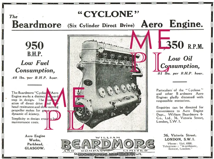 : Beardmore Cyclone 6 Cylinder Direct Drive Aero Engine : Beardmore Cyclone 6 Cylinder Direct Drive Aero Engine