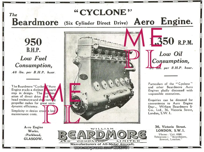 : Beardmore Cyclone Six Cylinder Direct Drive Aero Engine : Beardmore Cyclone Six Cylinder Direct Drive Aero Engine