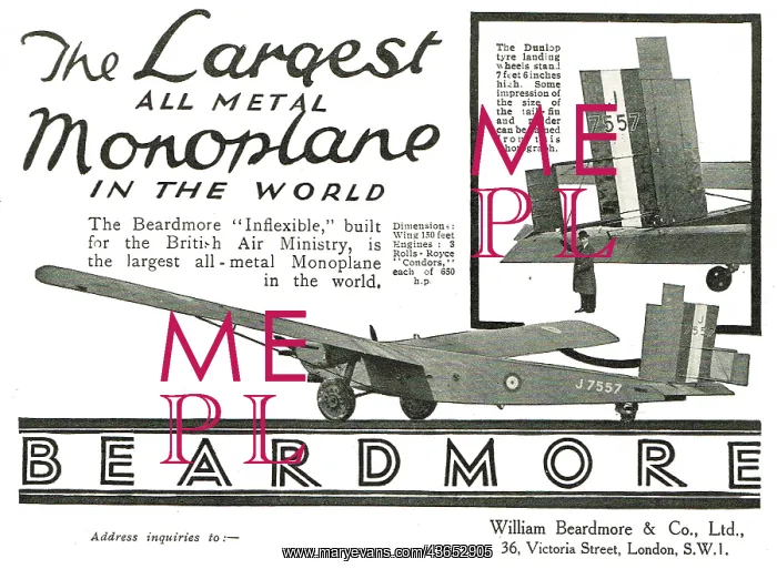 : Beardmore Inflexible The Largest All Metal : Beardmore Inflexible The Largest All Metal