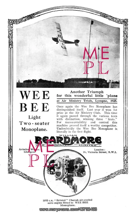 : Beardmore Wee Bee Two Seater Monoplane : Beardmore Wee Bee Two Seater Monoplane