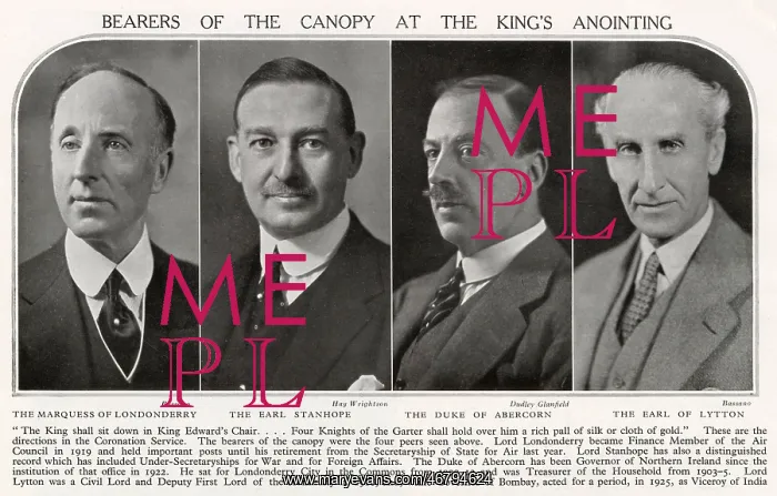 : Bearers of the canopy at the King's anointing : Bearers of the canopy at the King's anointing