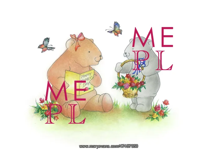 : Two bears with card and basket of flowers : Two bears with card and basket of flowers