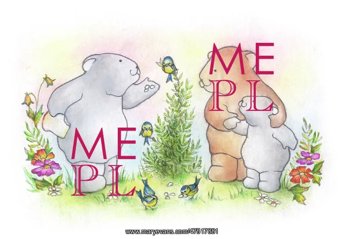 : Three bears feeding blue tits : Three bears feeding blue tits