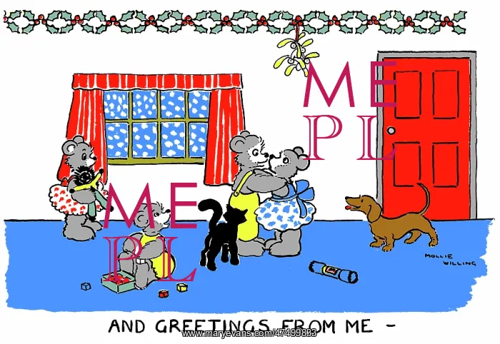 : Two bears kissing under mistletoe : Two bears kissing under mistletoe