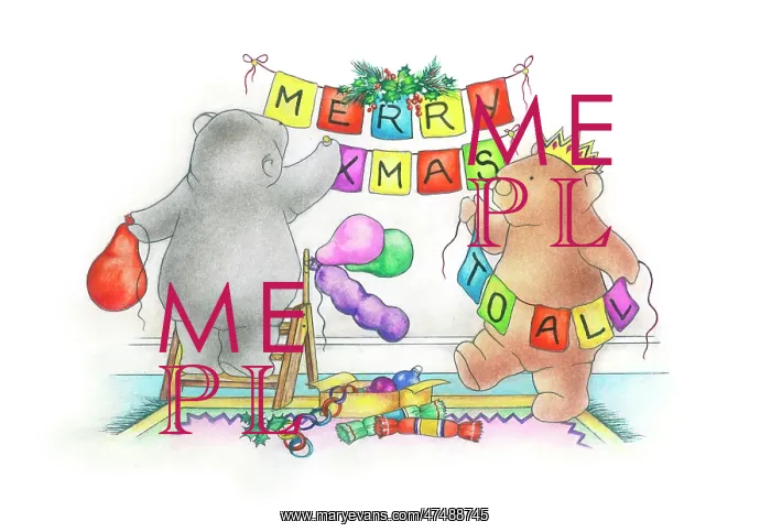 : Bears putting up Christmas decorations : Bears putting up Christmas decorations
