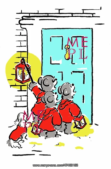 : Bears singing carols outside front door : Bears singing carols outside front door
