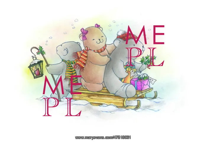 : Three bears on a sledge in the snow : Three bears on a sledge in the snow