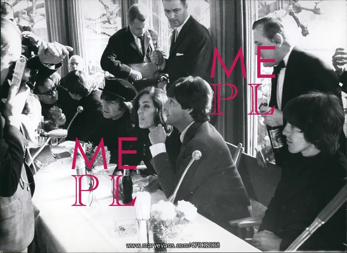 : The Beatles and Eleanor Bron at press conference : The Beatles and Eleanor Bron at press conference