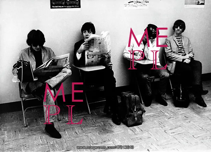 : The Beatles sitting in a waiting room : The Beatles sitting in a waiting room