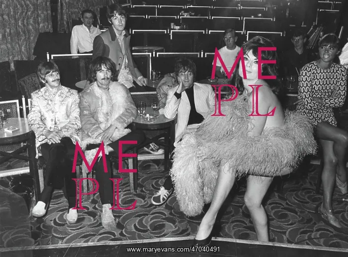 : The Beatles and stripteaser, film scene : The Beatles and stripteaser, film scene
