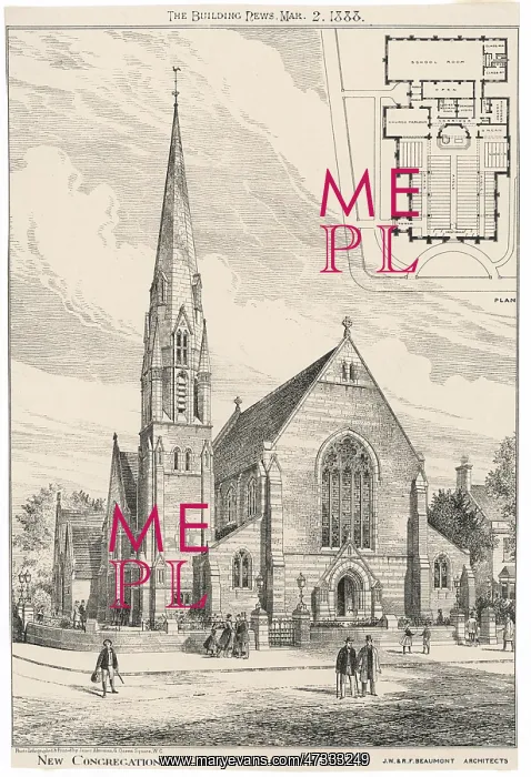 : BECKENHAM CHURCH 1888 : BECKENHAM CHURCH 1888