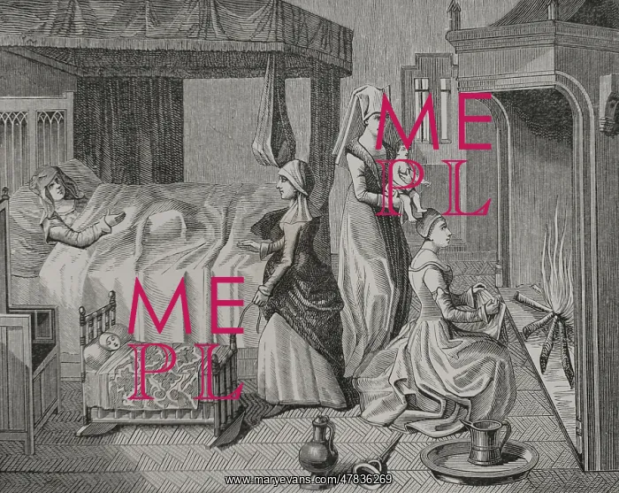 : The bedroom of a parturient. Facsimile of an engraving : The bedroom of a parturient. Facsimile of an engraving