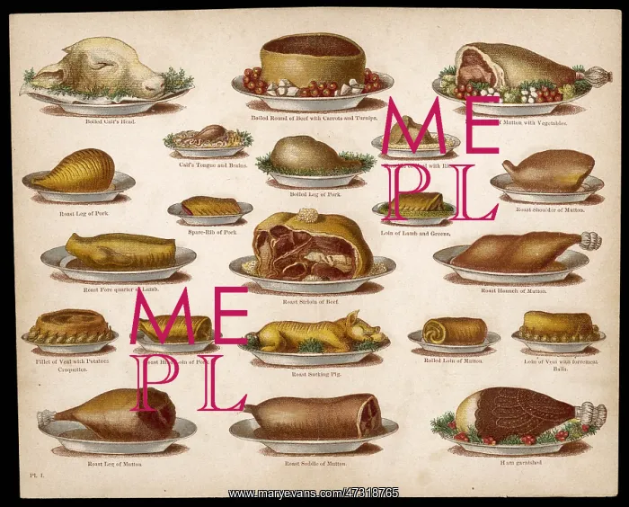: Beeton Meat Dishes, 1865 : Beeton Meat Dishes, 1865