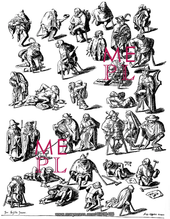 : Beggars, copper engraving after Hieronymus Bosch : Beggars, copper engraving after Hieronymus Bosch