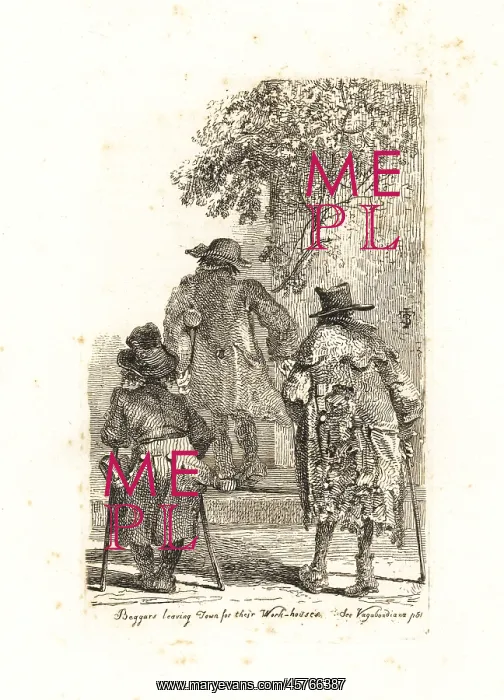 : Beggars leaving London for their workhouse : Beggars leaving London for their workhouse