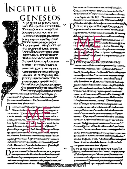 : Beginning of the Old Testament in Latin Vulgate, 9th century : Beginning of the Old Testament in Latin Vulgate, 9th century