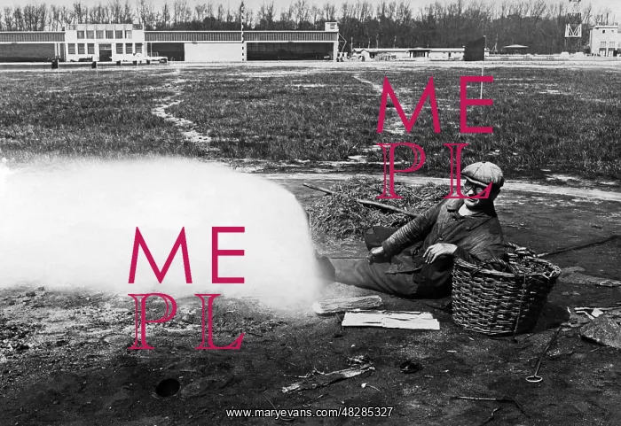 : The beginnings of air traffic: a fire maker at work, 1926 : The beginnings of air traffic: a fire maker at work, 1926