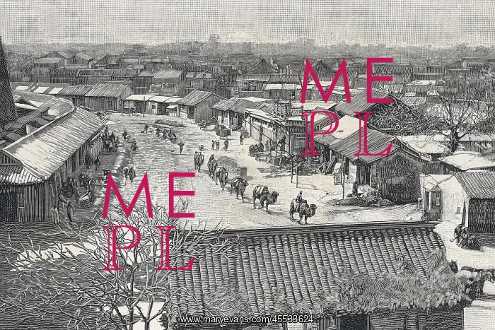 : Beijing in 1884. Engraving : Beijing in 1884. Engraving