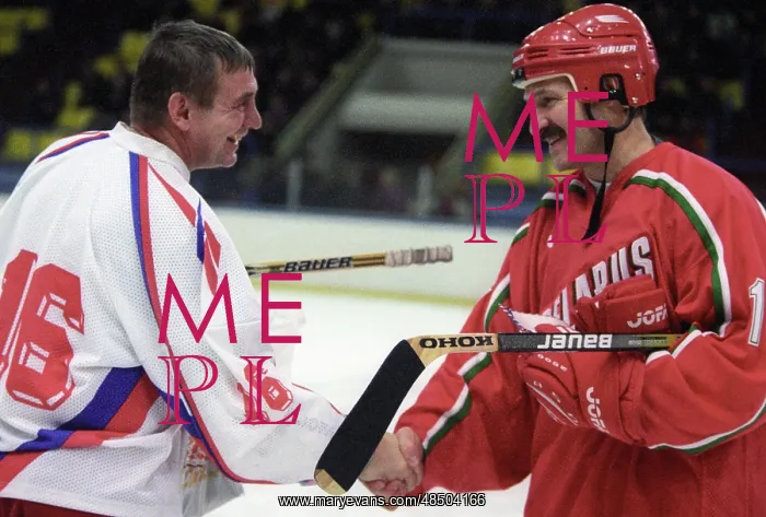 : Belarus President Alexander Lukashenko plays ice : Belarus President Alexander Lukashenko plays ice