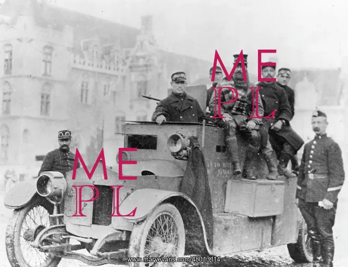: Belgian armoured car and crew, WW1 : Belgian armoured car and crew, WW1