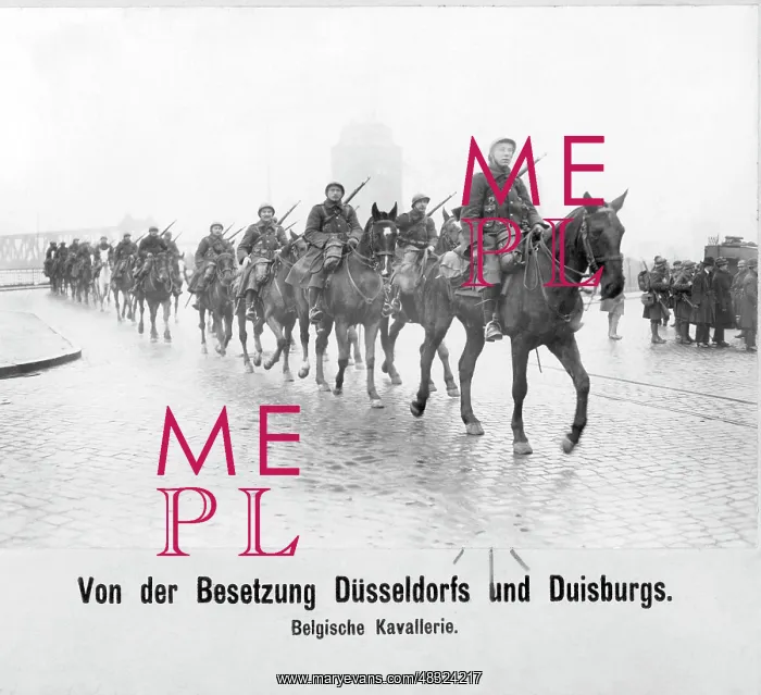 : Belgian cavalry in an occupied German city, 1921 : Belgian cavalry in an occupied German city, 1921