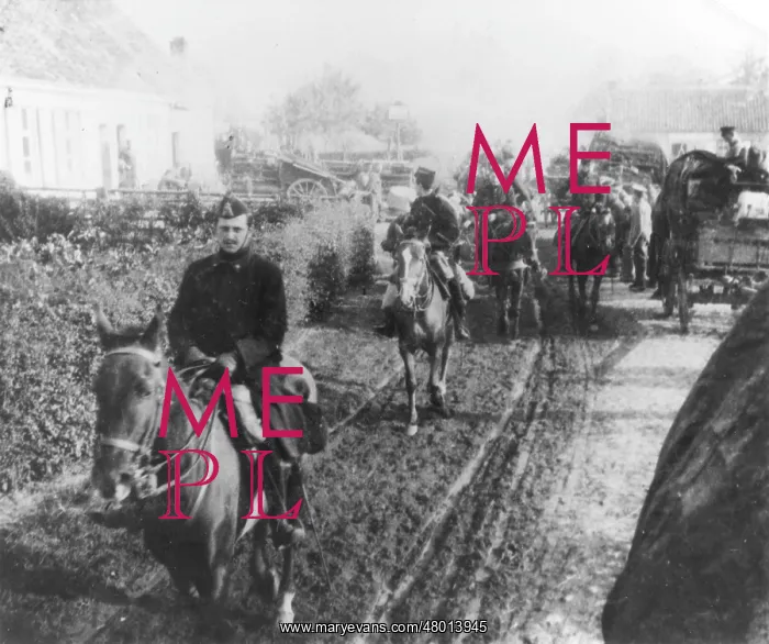 : Belgian cavalry passing through Sommergem, WW1 : Belgian cavalry passing through Sommergem, WW1