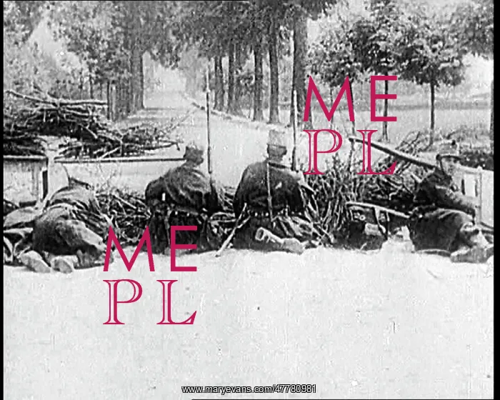: Belgian Soldiers Ducking Behind A Low Barricade : Belgian Soldiers Ducking Behind A Low Barricade