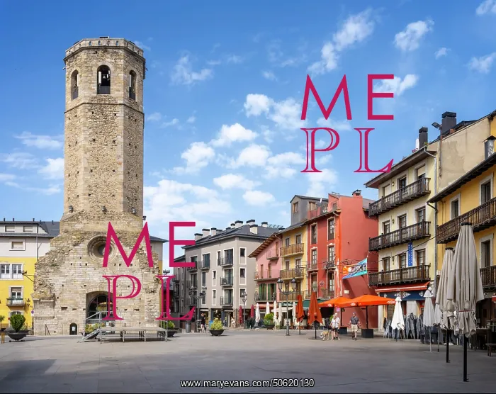: Bell tower, Placa dels Herois, Puigcerda, Catalonia, Spain : Bell tower, Placa dels Herois, Puigcerda, Catalonia, Spain