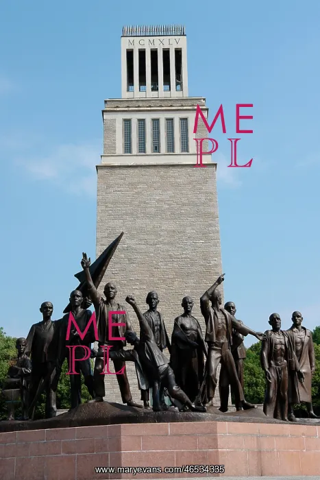 : Bell tower and sculpture, Buchenwald, Thuringen, Germany : Bell tower and sculpture, Buchenwald, Thuringen, Germany
