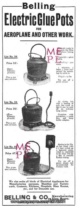 : Belling Electric Glue Pots 1918 : Belling Electric Glue Pots 1918