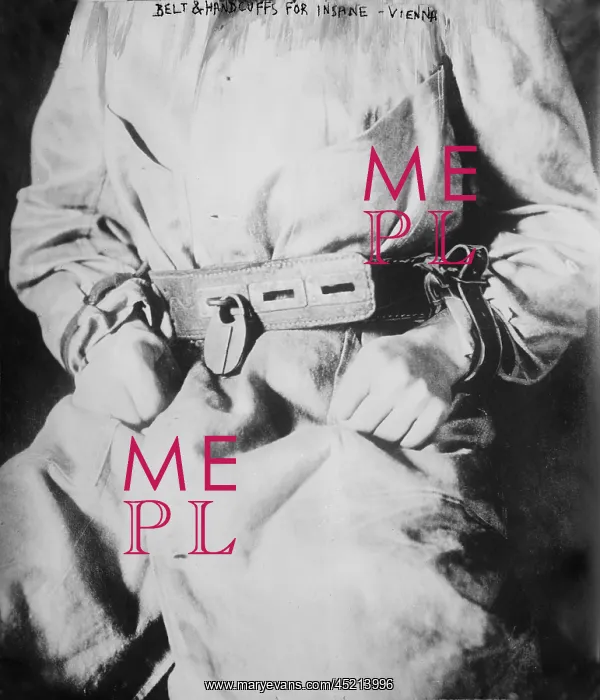: Detail of belt and handcuffs on an insane ? : Detail of belt and handcuffs on an insane ?