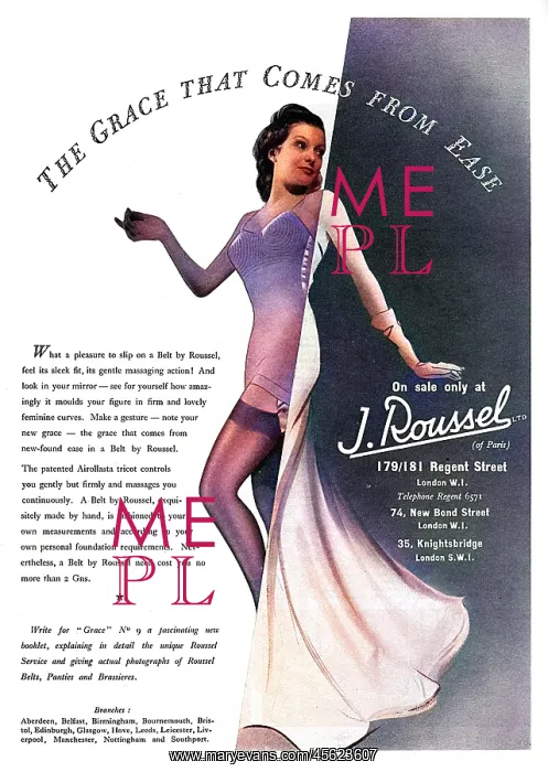 : A Belt by Roussel advertisement, 1939 : A Belt by Roussel advertisement, 1939