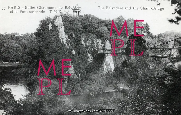 : The Belvedere and Chain Bridge, Parc de Belleville, Paris : The Belvedere and Chain Bridge, Parc de Belleville, Paris