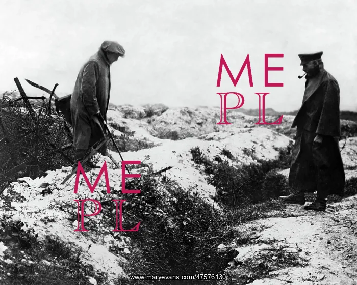 : Ben Tillett looking at a German trench, Western Front, WW1 : Ben Tillett looking at a German trench, Western Front, WW1