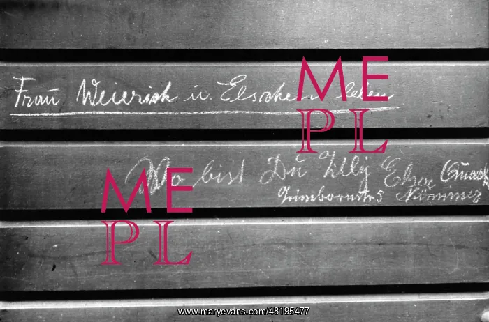 : Bench with names of missing people in Cologne, 1943 : Bench with names of missing people in Cologne, 1943
