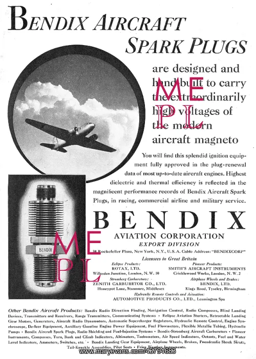 : Bendix Aircraft Sparking Plugs : Bendix Aircraft Sparking Plugs