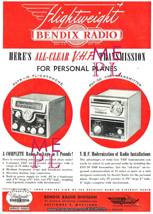 : Bendix Avionics - Bendix VHF Comms PAT-50 VHF : Bendix Avionics - Bendix VHF Comms PAT-50 VHF