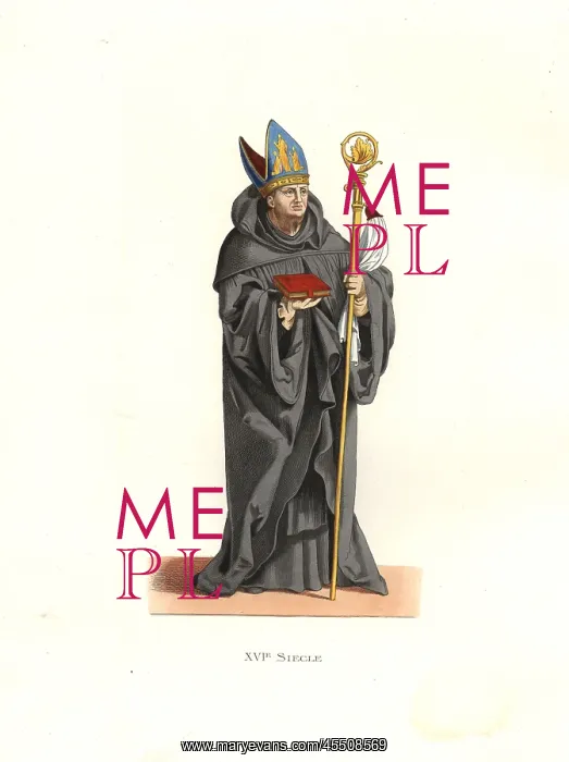 : Benedictine abbot, 16th century, carrying a : Benedictine abbot, 16th century, carrying a