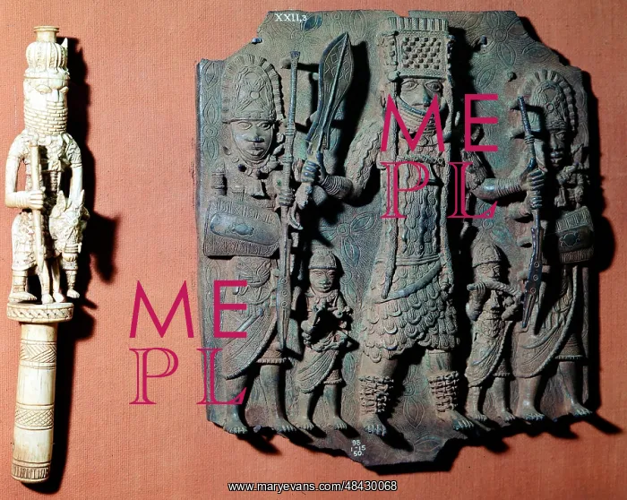 : Benin bronze; plaque of warrior chief of the Bini : Benin bronze; plaque of warrior chief of the Bini