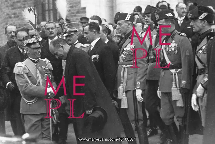 : Benito Mussolini with King Victor Emmanuel, 1928 : Benito Mussolini with King Victor Emmanuel, 1928
