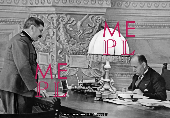 : Benito Mussolini in his workroom in Rome, 1928 : Benito Mussolini in his workroom in Rome, 1928