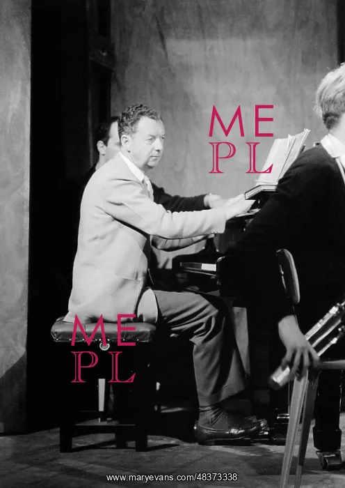 : Benjamin Britten working on his score : Benjamin Britten working on his score