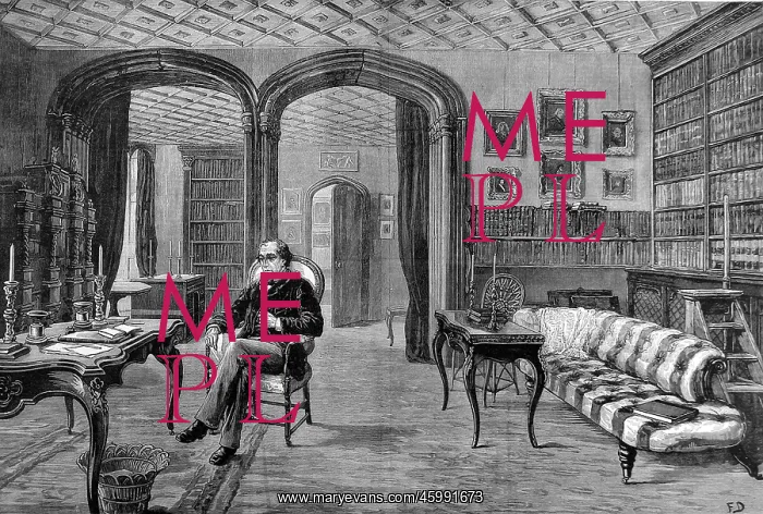 : Benjamin Disraeli in his library, Hughenden Manor : Benjamin Disraeli in his library, Hughenden Manor