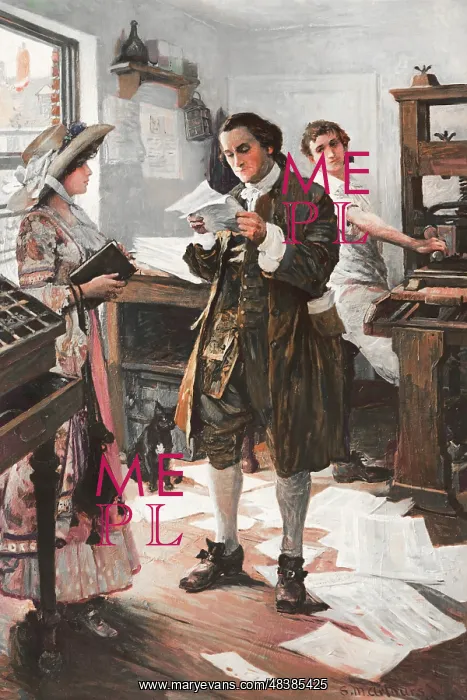: Benjamin Franklin in his Philadephia printing shop : Benjamin Franklin in his Philadephia printing shop