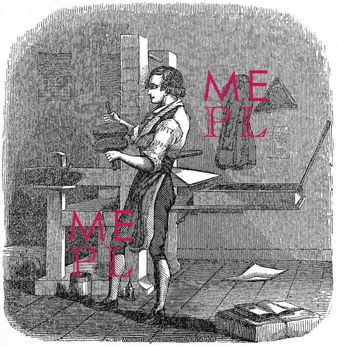 : Benjamin Franklin as Printer, Wood Engraving : Benjamin Franklin as Printer, Wood Engraving