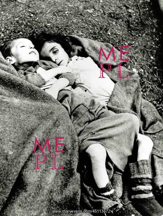 : Bergen-Belsen Concentration Camp - Two children barely alive : Bergen-Belsen Concentration Camp - Two children barely alive