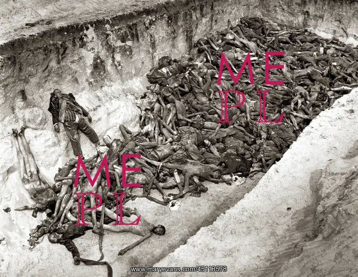 : Bergen-Belsen Concentration Camp - A mass grave : Bergen-Belsen Concentration Camp - A mass grave