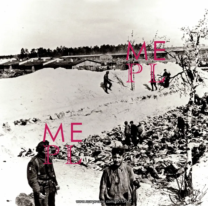 : Bergen-Belsen Concentration Camp - A mass grave : Bergen-Belsen Concentration Camp - A mass grave