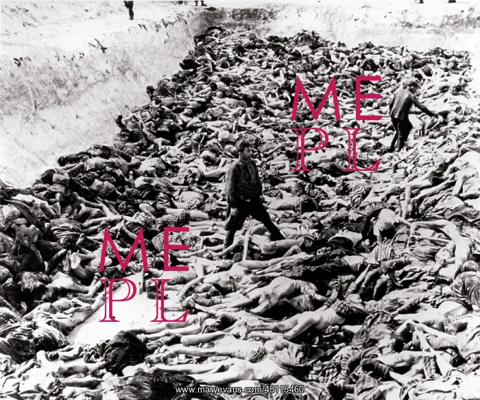 : Bergen-Belsen Concentration Camp - A mass grave : Bergen-Belsen Concentration Camp - A mass grave